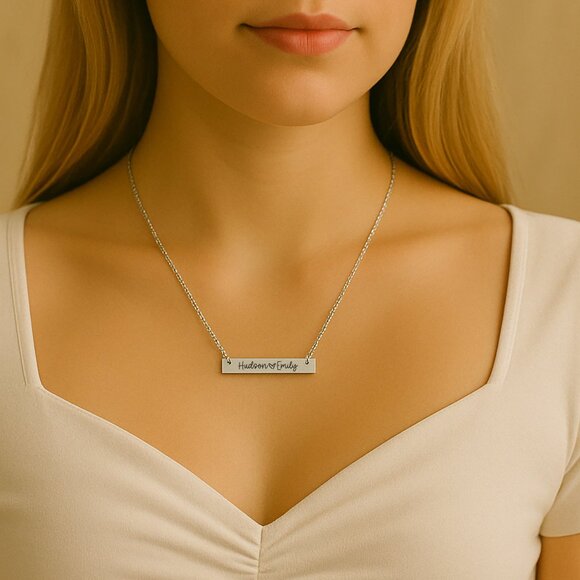 Personalized Bar Necklace | Custom Engraved Name Necklace | Handmade - Picture 3 of 6